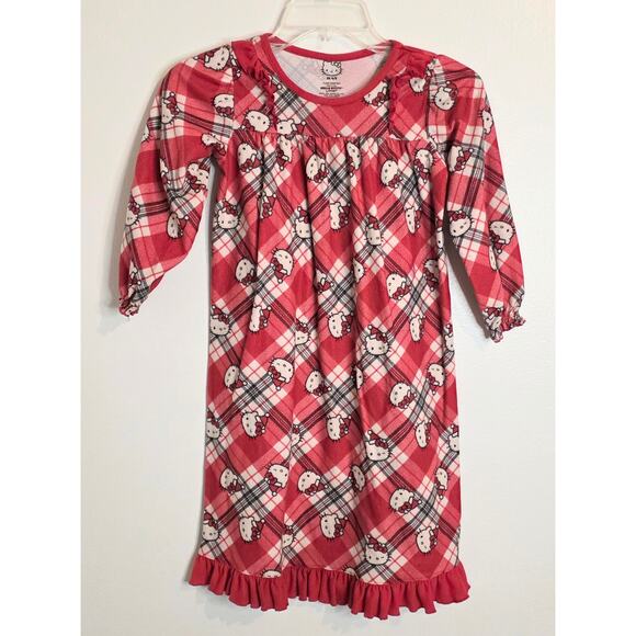 Hello Kitty Girls Nightgown Red White Black Size XS (4-5) Ruffle - Picture 1 of 6
